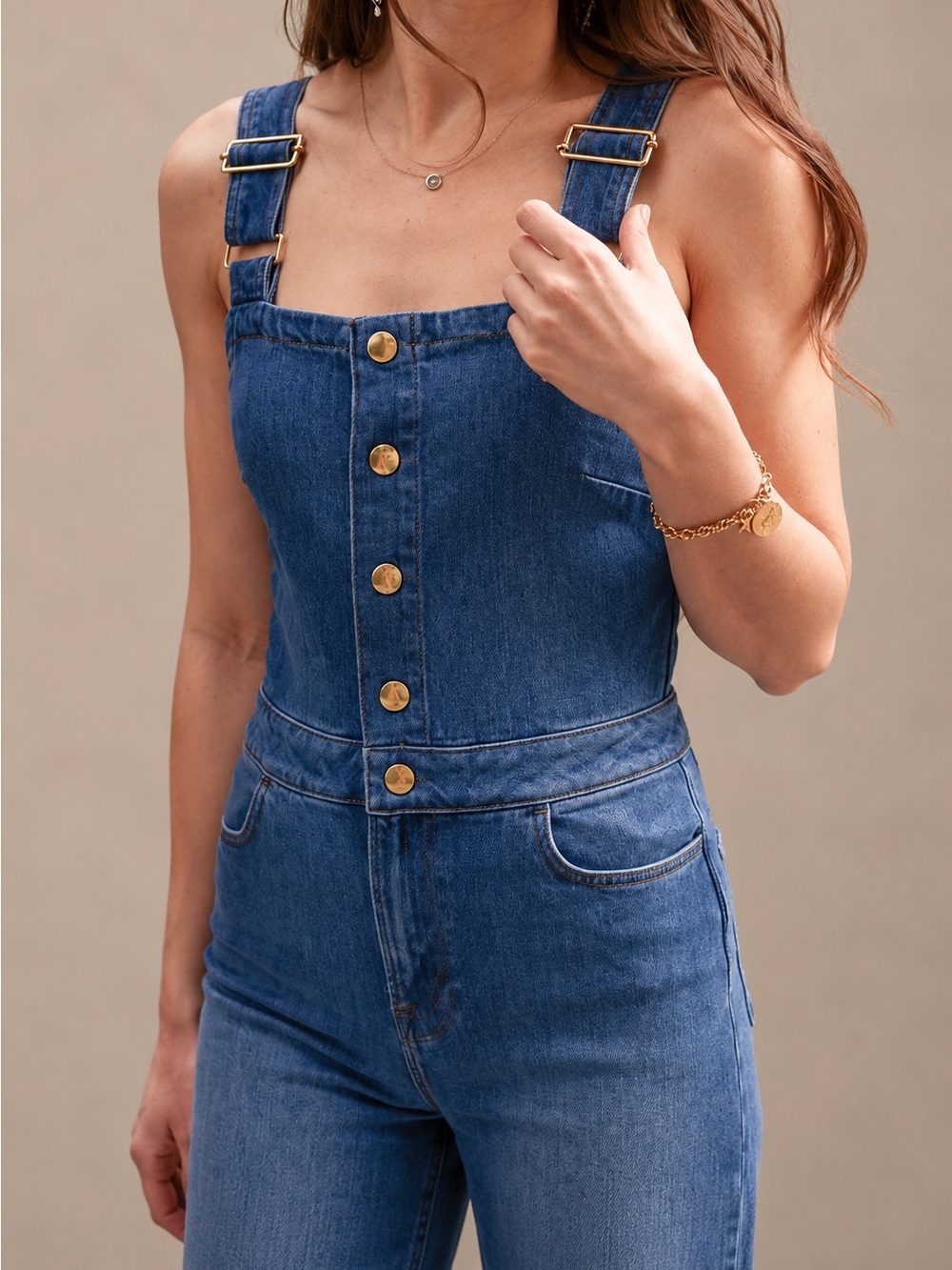 Frame Denim Claire Denim Jumpsuit La Savina, SZ M NWOT - Picture 2 of 5